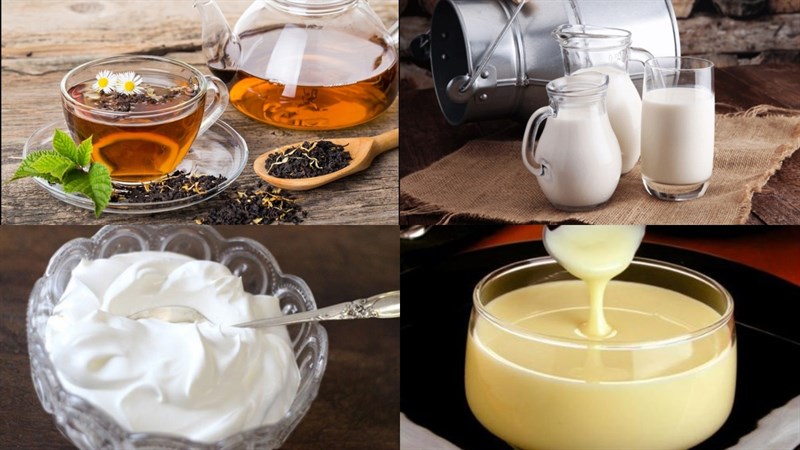 Ingredients for latte tea macchiato