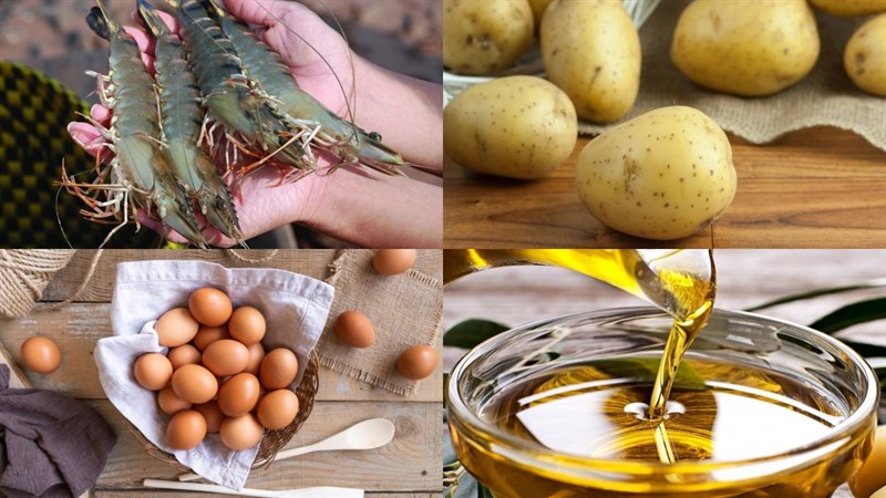 Ingredients for fried shrimp dish