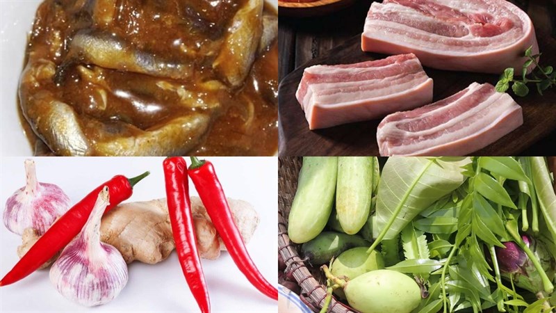 Ingredients for the dish fish sauce made from chot with pork belly