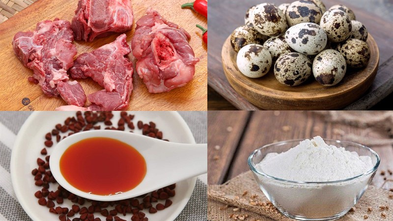 Ingredients for Nghệ An pork bone noodle soup