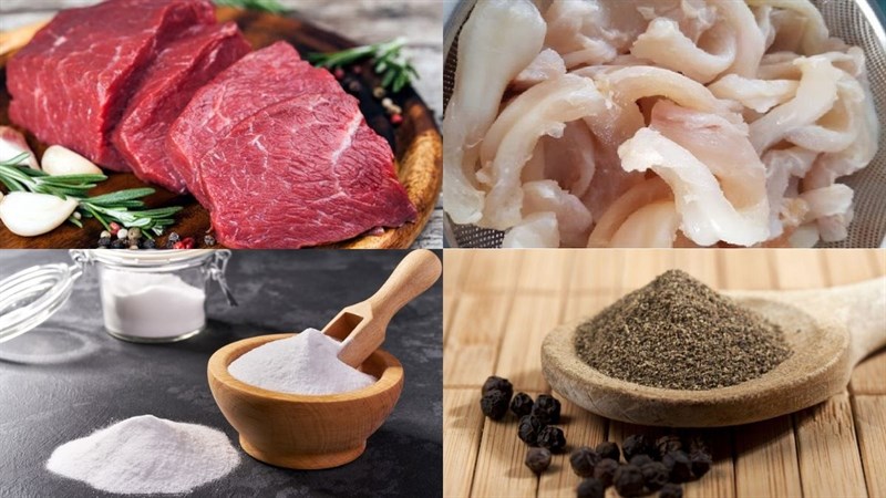 Ingredients for the dish on how to make beef tendon balls