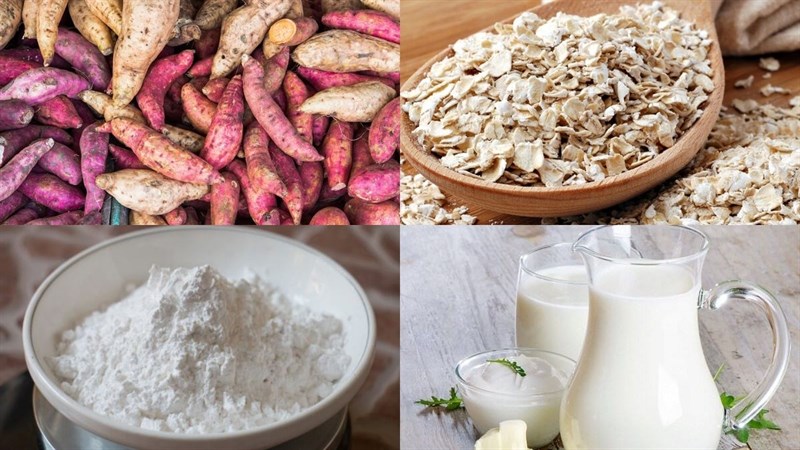 Ingredients for oatmeal sweet potato cake