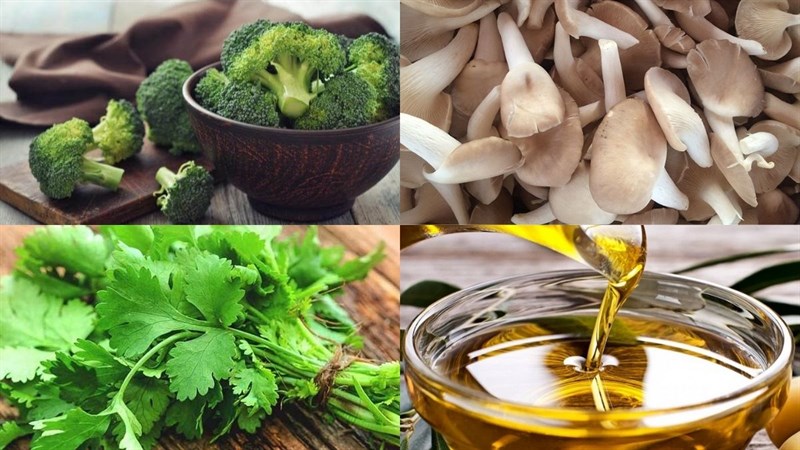 Ingredients for stir-fried broccoli with mushrooms