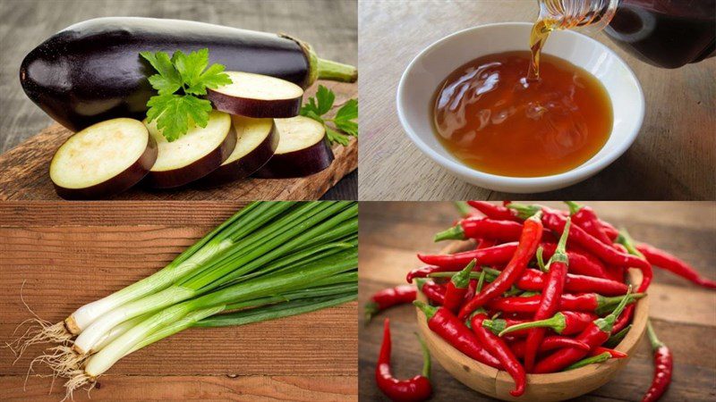 Ingredients for the dish fried eggplant with fish sauce