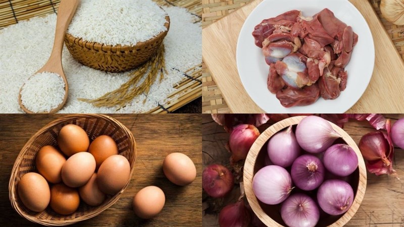Ingredients for chicken intestine sticky rice dish