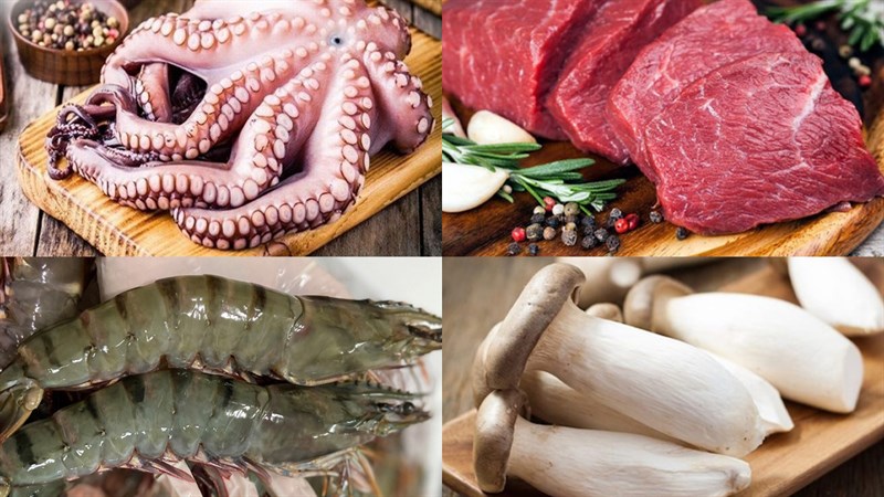 Ingredients for Korean seafood kimchi hot pot