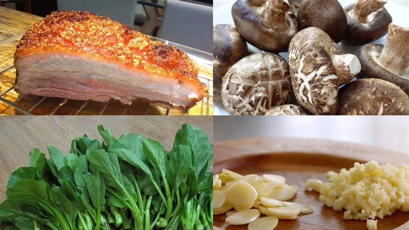 Ingredients for stir-fried roast pork with mustard greens