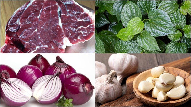 Ingredients for buffalo meat wrapped in betel leaves grilled