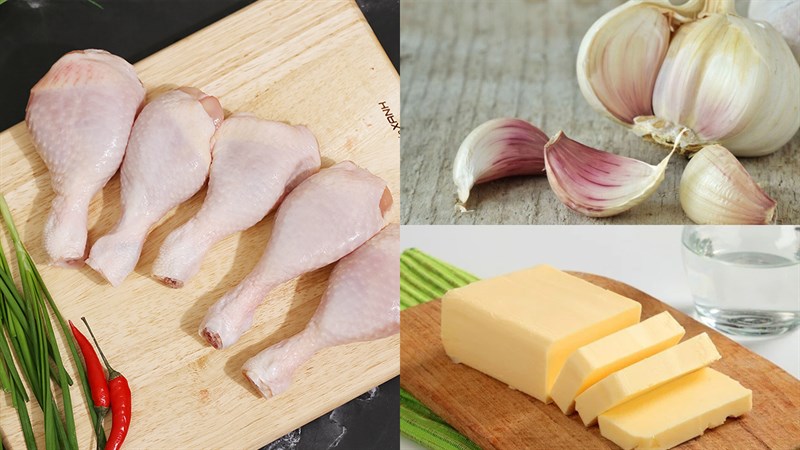 Ingredients for garlic butter fried chicken thighs