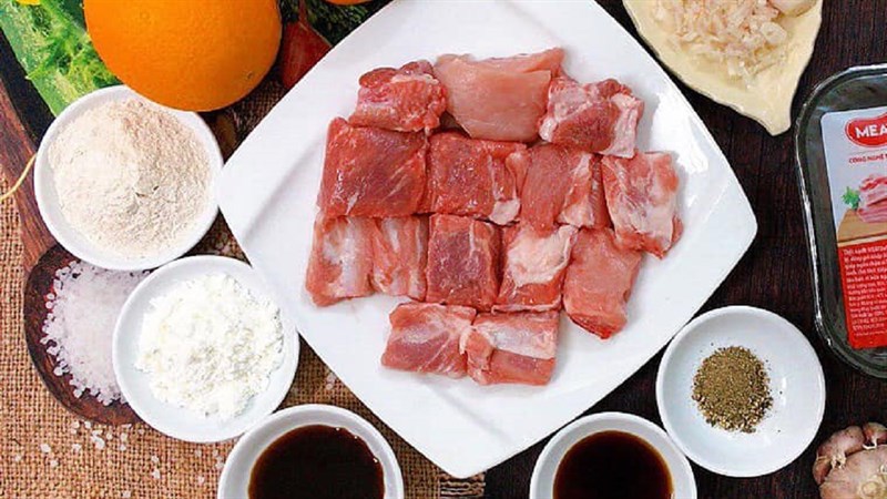 Ingredients for orange sauce ribs dish