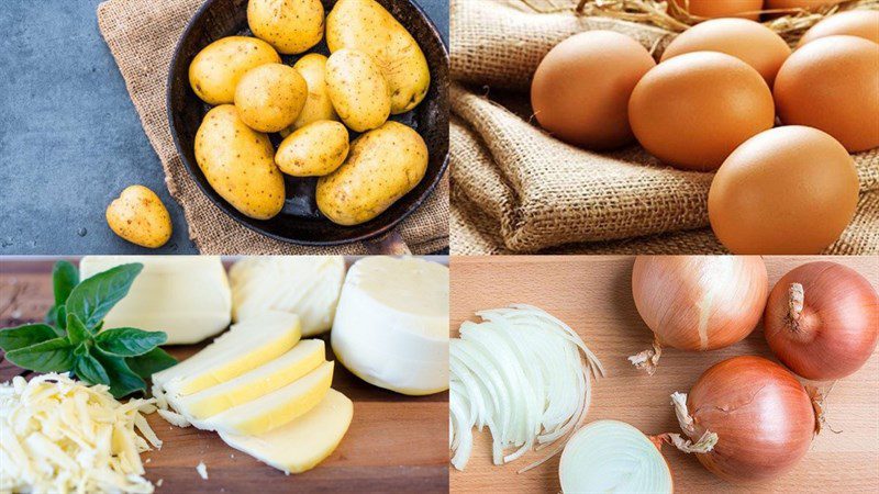 Ingredients for the dish of 3 baked potato with eggs