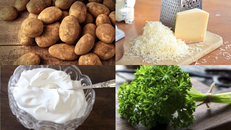 Ingredients for mashed potato cheese bake