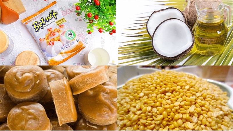 Ingredients and method for making steamed rice cakes with mung bean and coconut filling