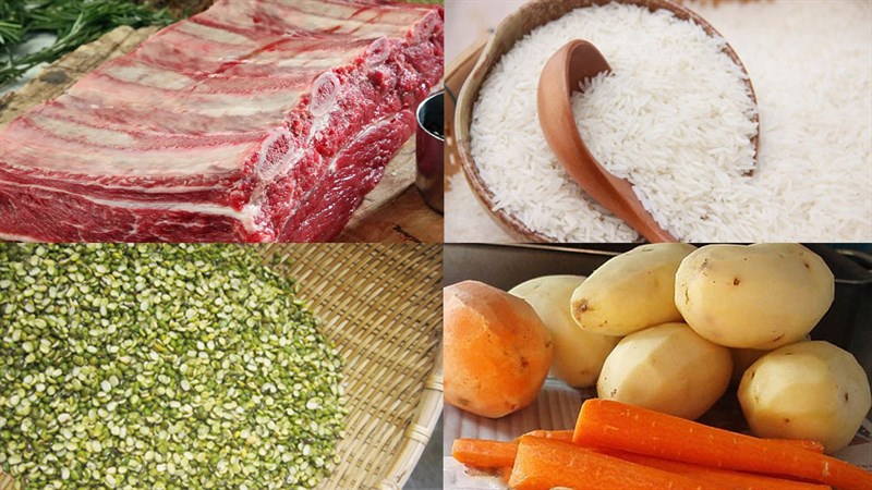 Ingredients for beef rib green bean porridge
