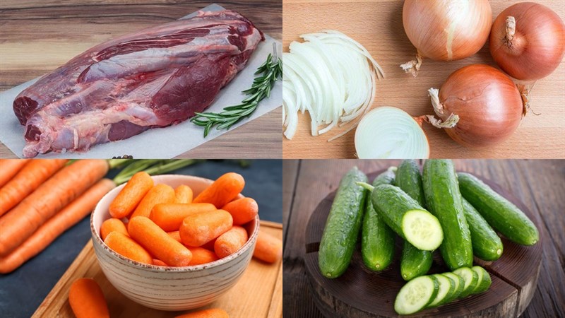 Ingredients for mixed beef salad