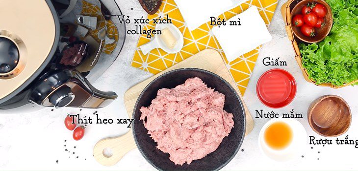 Ingredients for grilled sausage dish