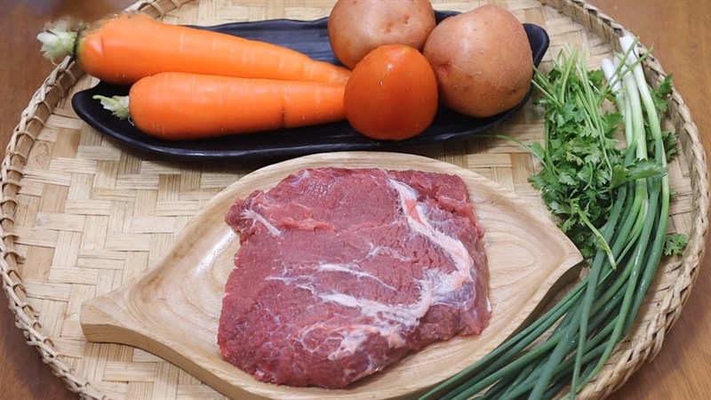 Ingredients for beef potato carrot soup