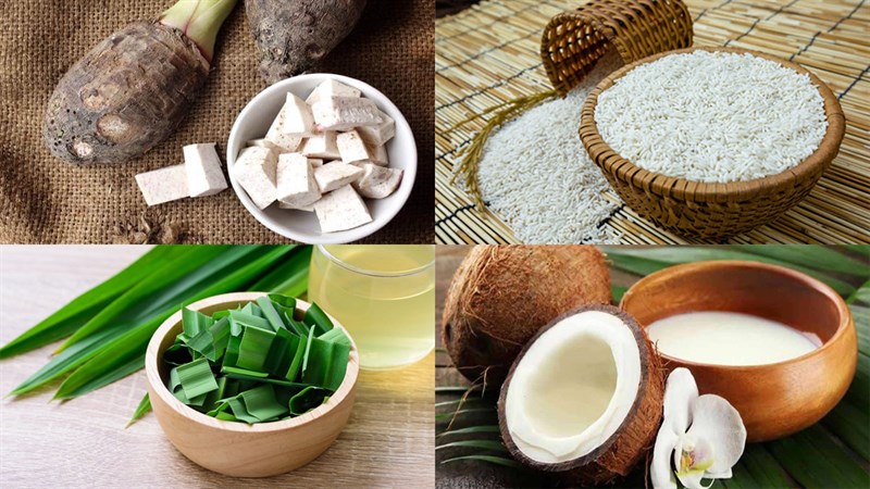 Ingredients for the dish of sticky taro dessert
