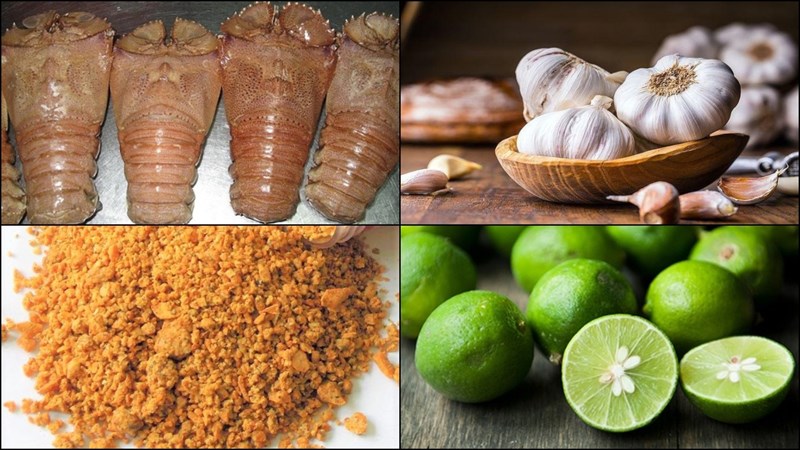 Ingredients for garlic fried mantis shrimp