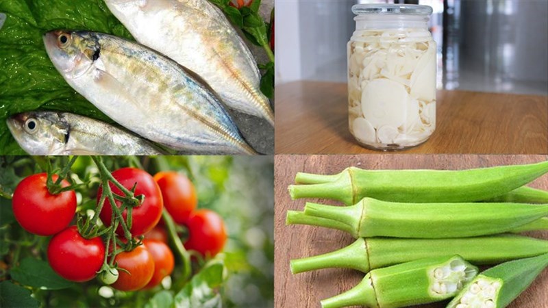 Ingredients for sour fish soup with sour bamboo shoots