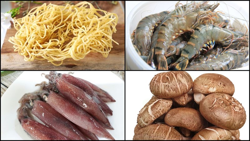 Ingredients for fried seafood noodles