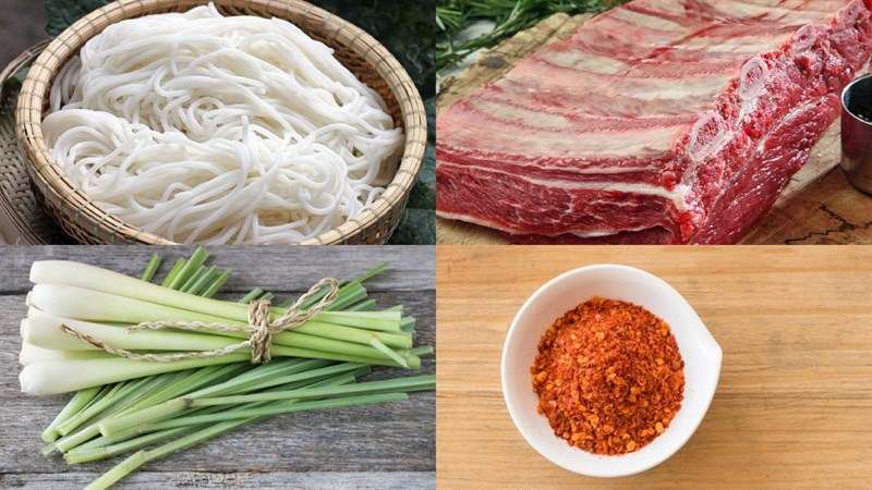 Ingredients for beef rib noodle dish