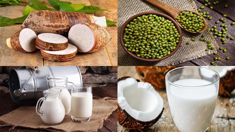 Ingredients for the dish mung bean taro pudding