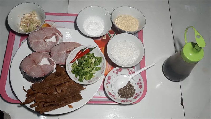Ingredients for the dish 2 ways to make snakehead fish with bamboo shoots