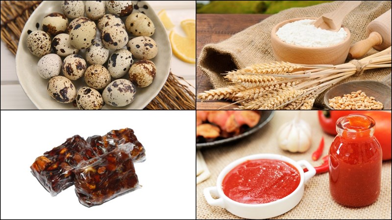 Ingredients for fried quail eggs