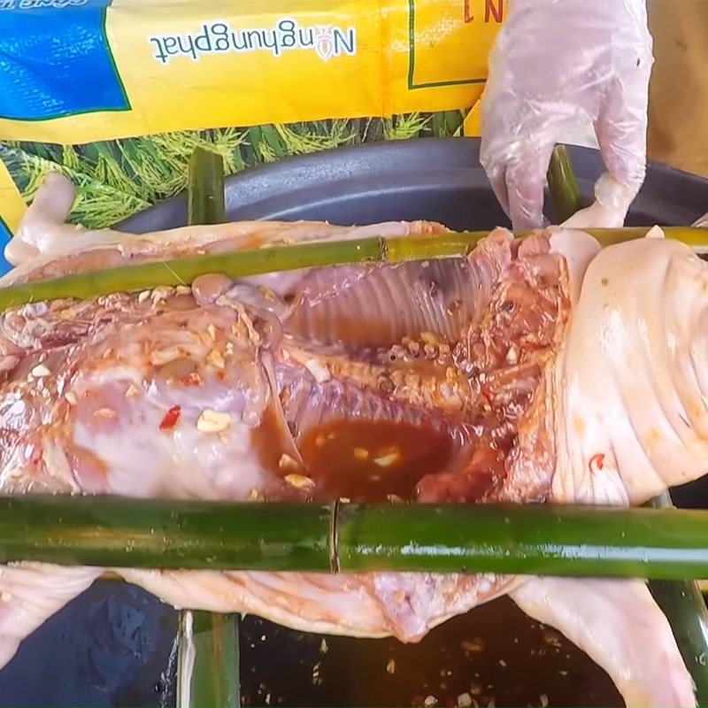 Step 4 Grilling the pork Whole roasted pig