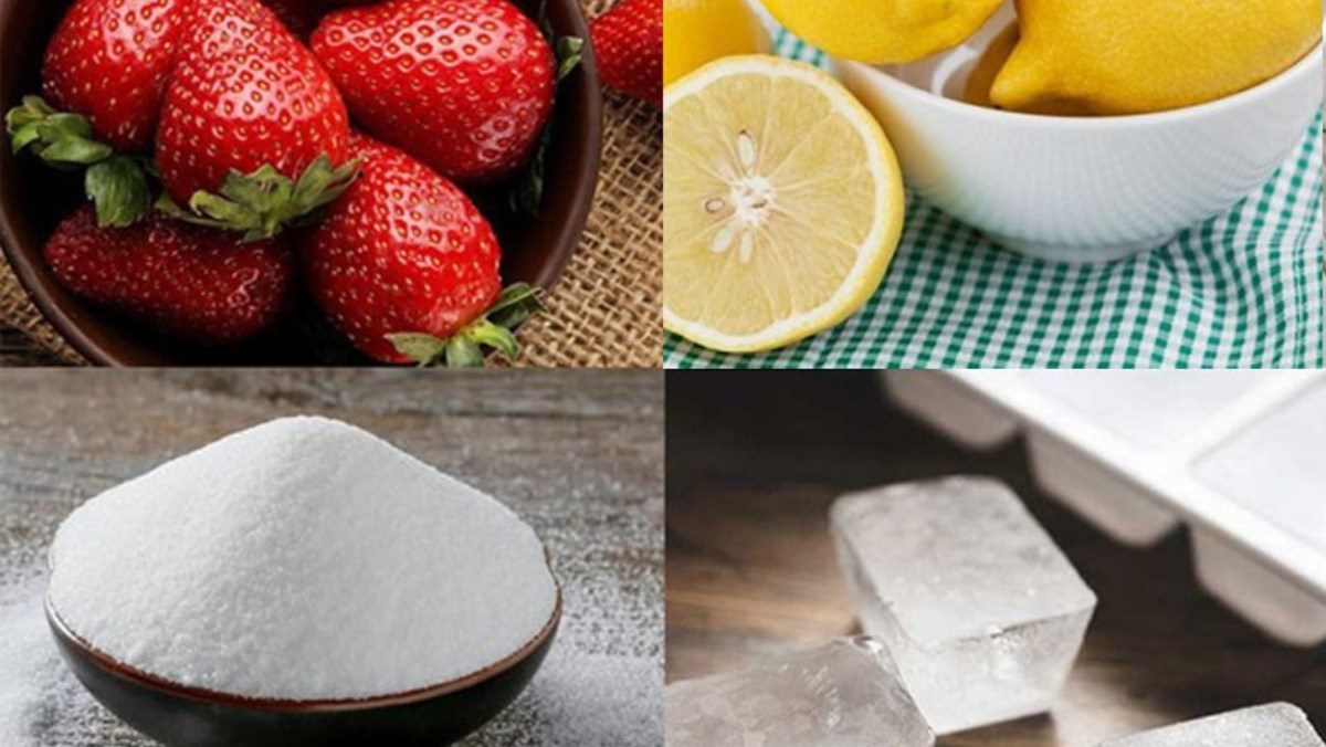 Ingredients for strawberry juice