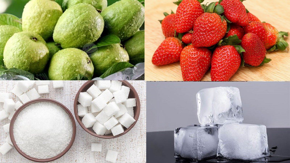 Ingredients for strawberry juice