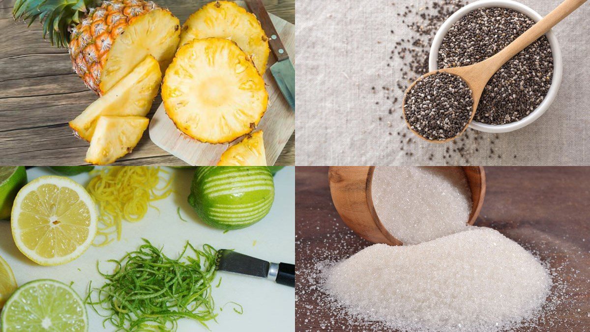Ingredients for pineapple juice dish
