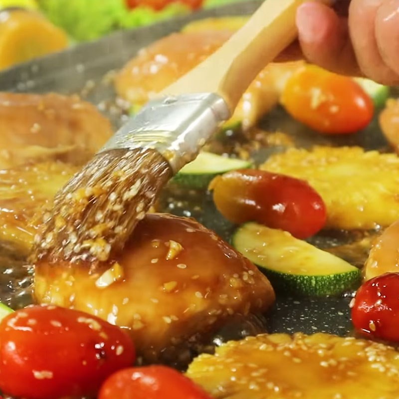 Step 4 Grilling chicken breast Grilled chicken breast with teriyaki sauce