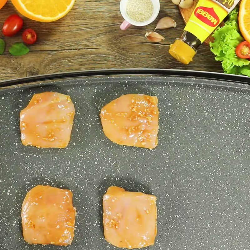 Step 4 Grilling chicken breast Grilled chicken breast with teriyaki sauce