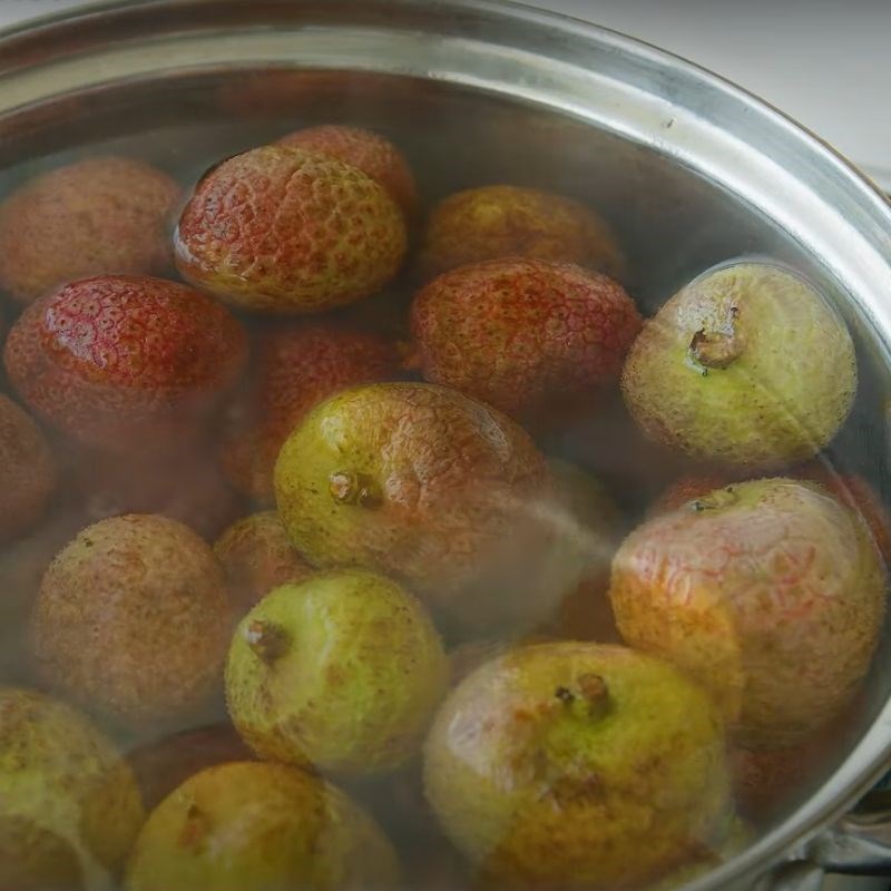 Step 2 Remove lychee seeds for Raspberry Lychee Panna Cotta