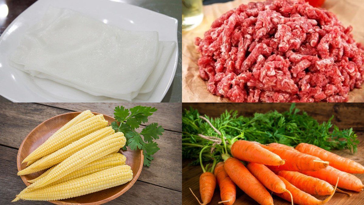 Ingredients for the dish 2 recipes for rolled pho with minced meat