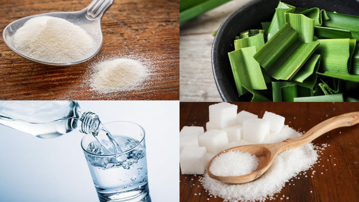 Ingredients for pandan jelly