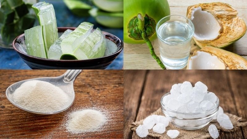 Ingredients for aloe vera jelly dish