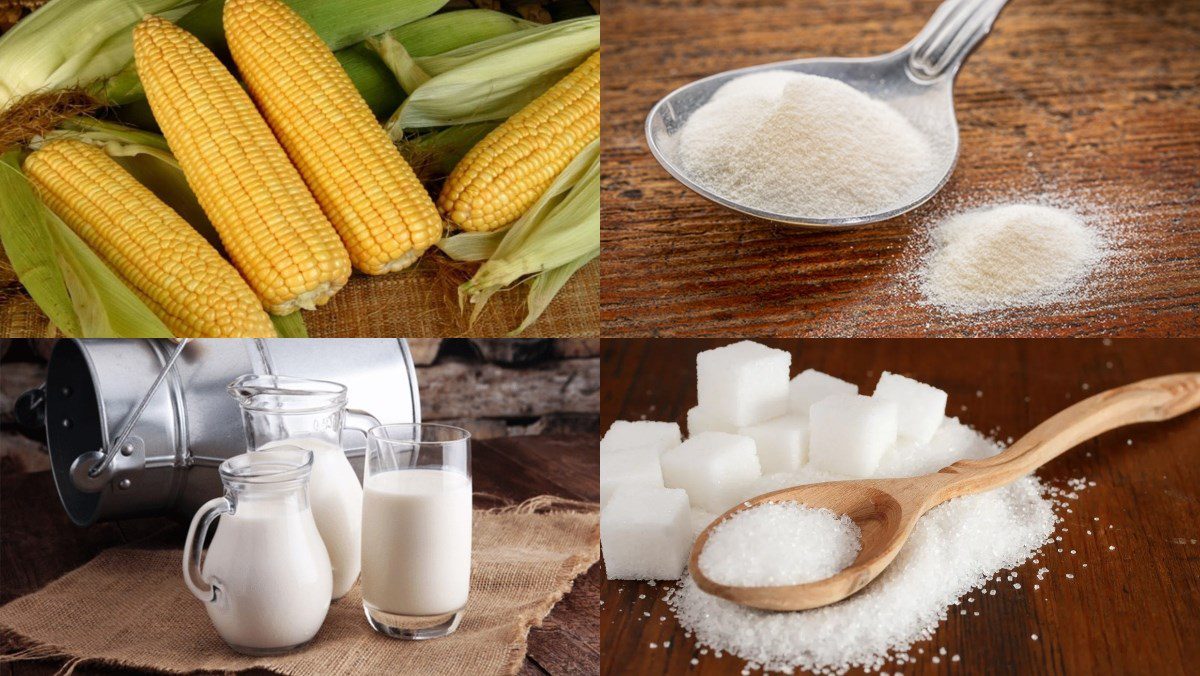 Ingredients for corn milk jelly dish