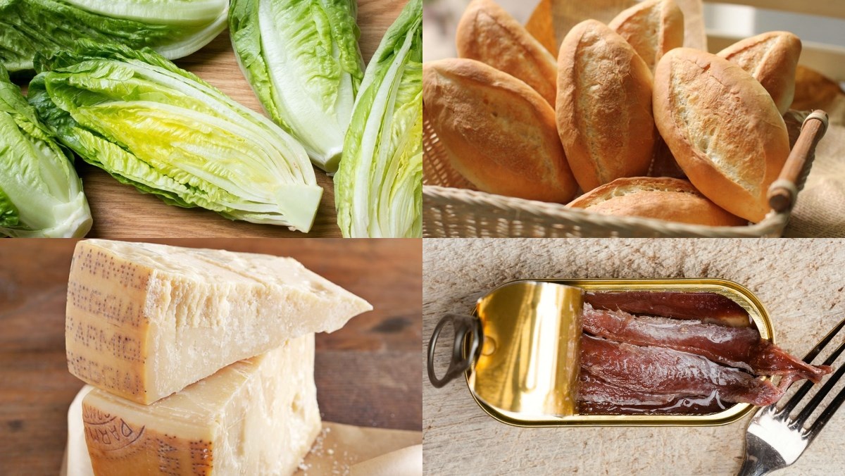 Ingredients for Caesar salad