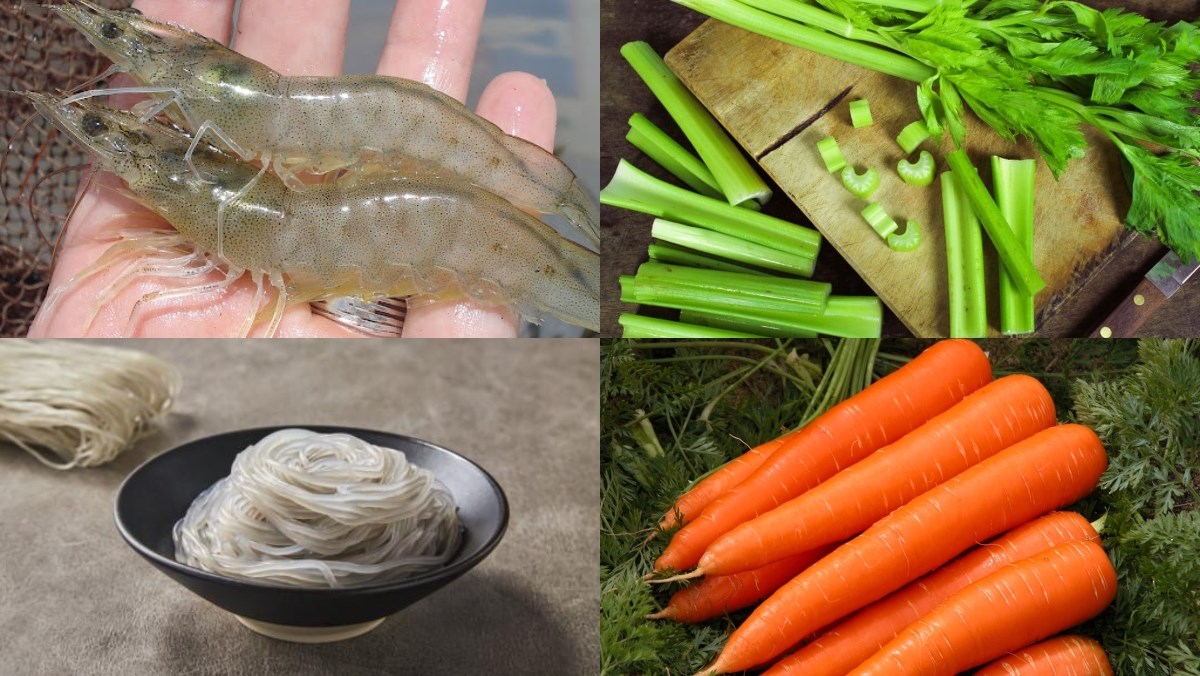 Ingredients for shrimp celery salad