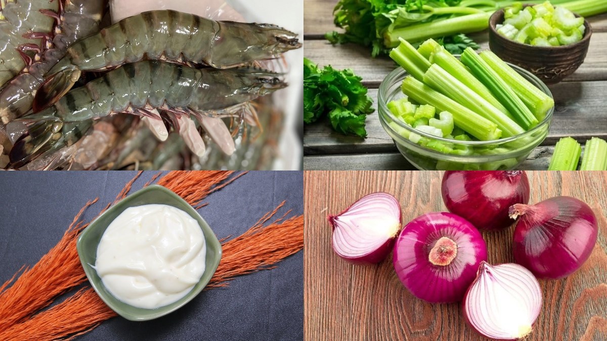 Ingredients for shrimp celery salad
