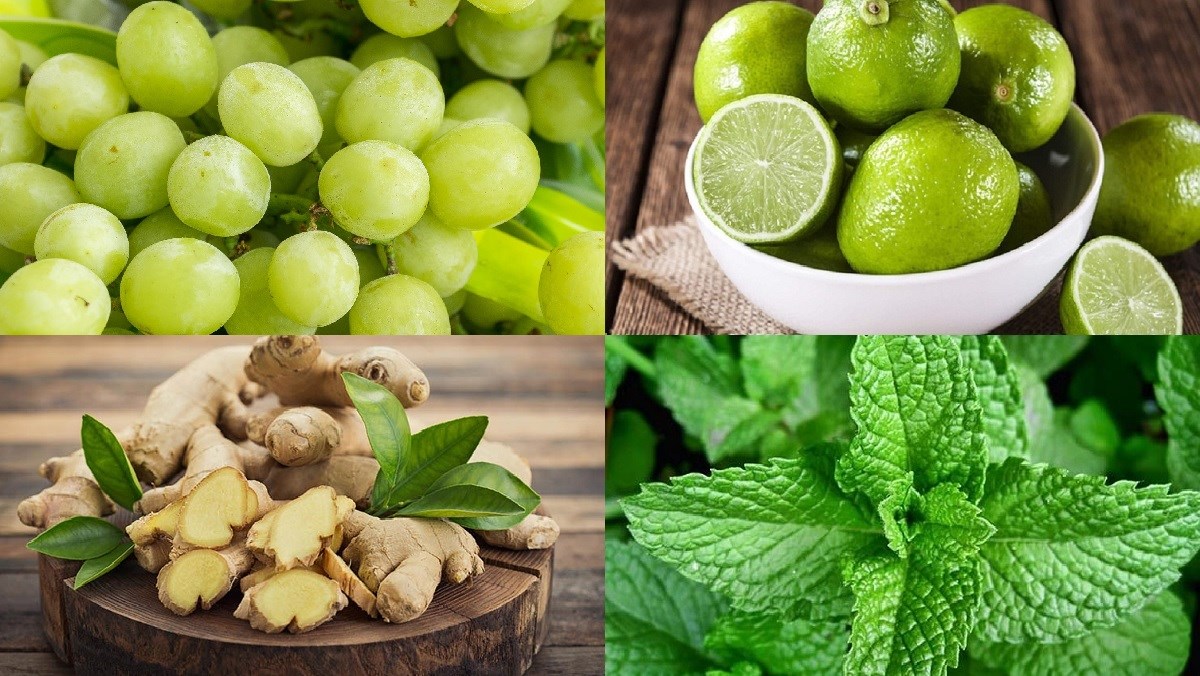 Ingredients for green grape smoothie