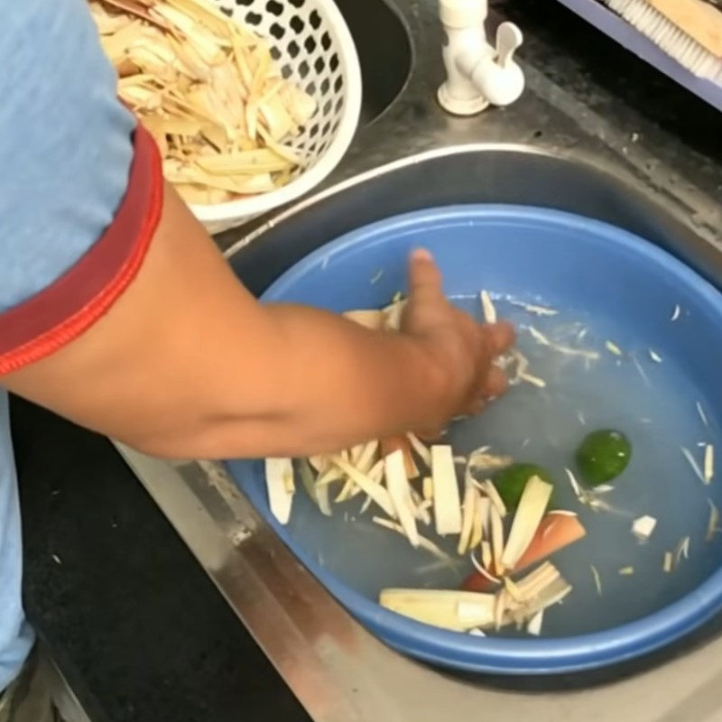 Step 1 Prepare the banana blossom Dried stingray cooked sour soup with okra