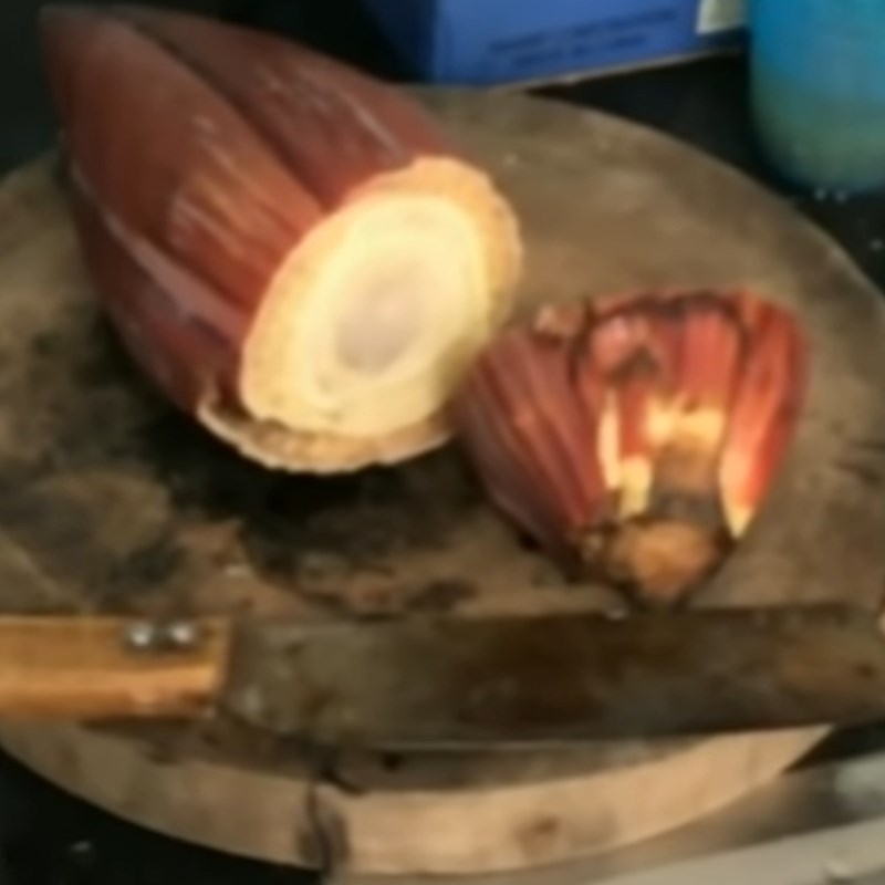 Step 1 Prepare the banana blossom Dried stingray cooked sour soup with okra