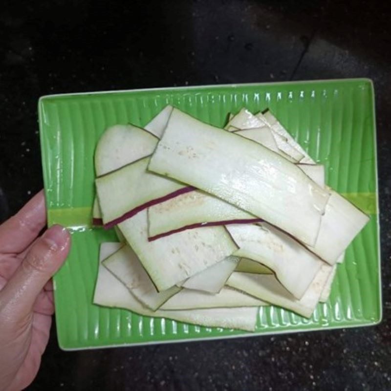 Step 1 Prepare the Eggplant Fried Eggplant Rolls with Meat