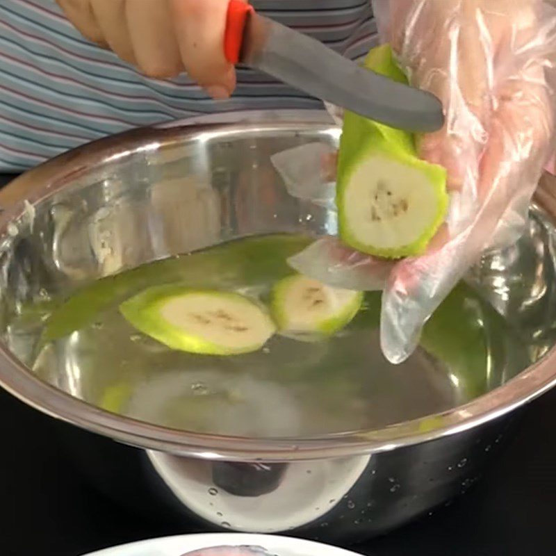Step 2 Prepare green bananas Catfish cooked with tamarind