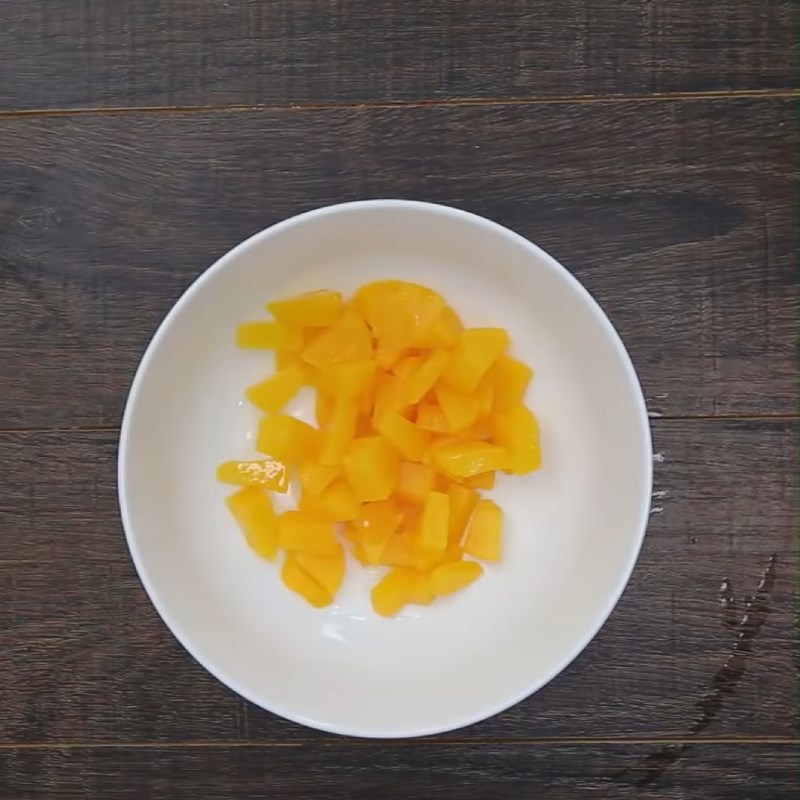 Step 1 Preparing the soaked peaches for Caramel Peach Soda