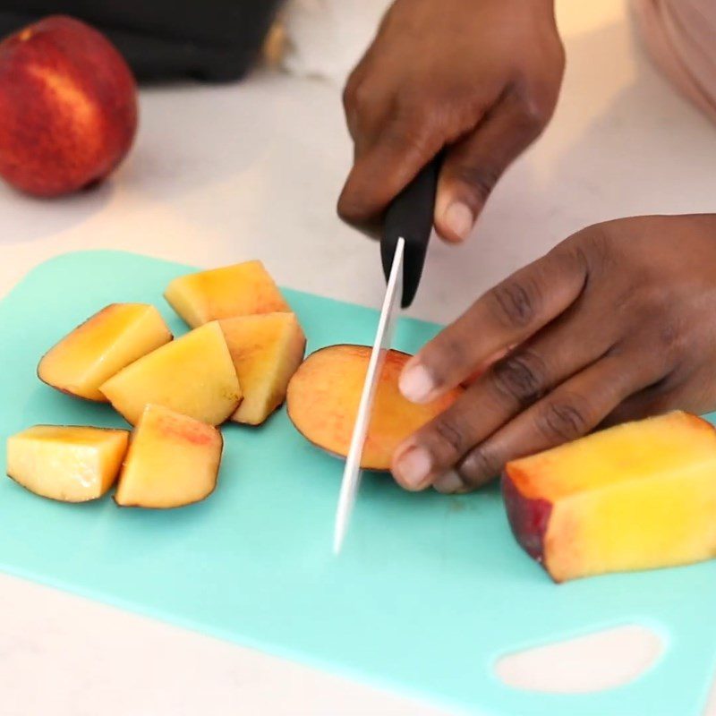Step 1 Prepare the peach and banana for Peach Banana Smoothie